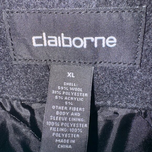 Claiborne Mens Charcoal Preppy Academic Wool Peacoat Double-Breasted Jacket XL - Picture 4 of 14